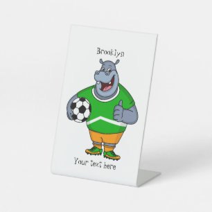 Signe De Table Drôle de joueur de football hippo dessin humoristi