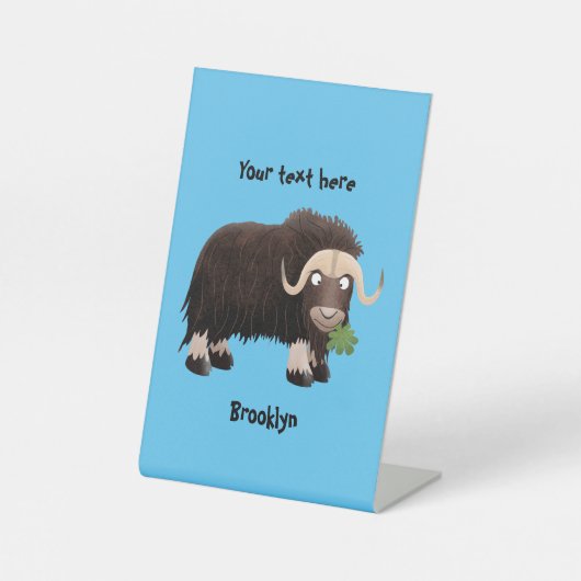 Signe De Table Drôle dessin animé de boeuf musqué (Recto)