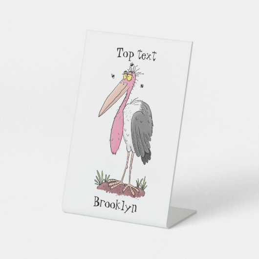 Signe De Table Drôle dessin animé de cigogne en marabou (Recto)