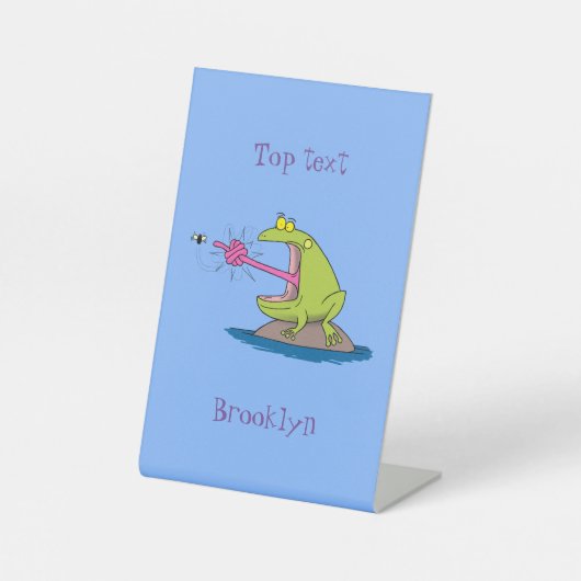 Signe De Table Drôle dessin animé de grenouille et mouche (Recto)