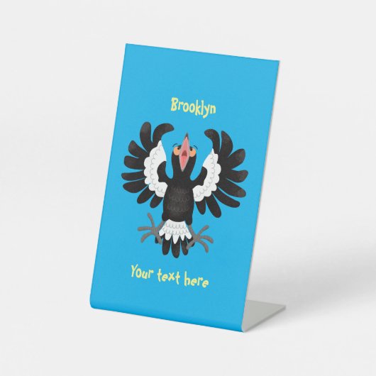 Signe De Table Drôle dessin animé de Magpie australienne (Recto)