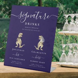 Signe De Table Drôle Dinosaur Mariage Signature Boissons Marine B