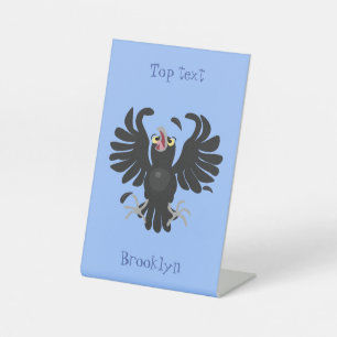 Signe De Table Drôle fou corbeau dessin animé de corbeau de corne