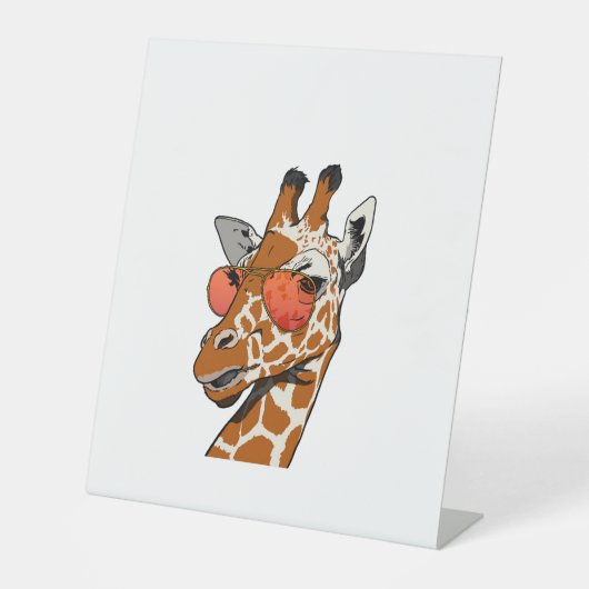 Signe De Table Drôle Giraffe avec lunettes de soleil Idée cadeau (Recto)