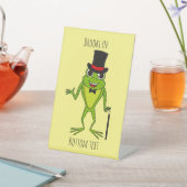 Signe De Table Drôle grenouille avec chapeau dessus dessin animé (In SItu)