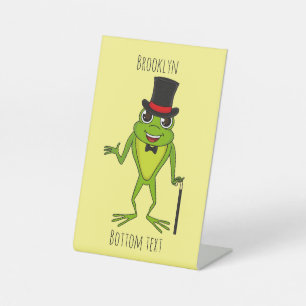 Signe De Table Drôle grenouille avec chapeau dessus dessin animé