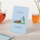 Signe De Table Drôle grenouille verte tondre la pelouse dessin (In SItu)