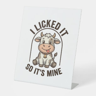 Signe De Table Drôle Je L'ai Léché Vache Design De T-Shirt De Fer