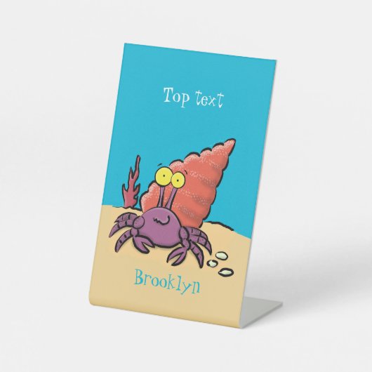 Signe De Table Drôle mignon caricature pourpre crabe ermite (Recto)