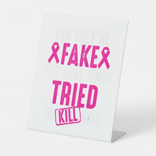 Signe De Table Drôle Oui Ce sont de faux Cool Cancer du sein Déce (Recto)