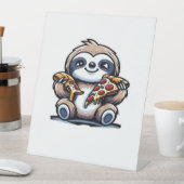 Signe De Table Drôle Sloth mangeant Pizza, Amoureux des animaux K (In SItu)