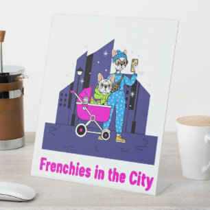 Signe De Table Drôles de Frenchies en ville Dessins animés mign