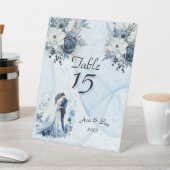 Signe De Table Dusty Blue Alcohol Ink Bride & Groom Mariage (In SItu)