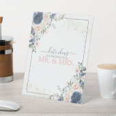 Signe De Table Dusty Blue Blush Rose Gold Date Idées (In SItu)