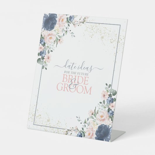 Signe De Table Dusty Blue Blush Rose Gold Date Idées Pied (Recto)