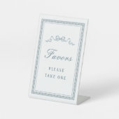 Signe De Table Dusty Blue Bow Cadre grec Faveurs (Recto)