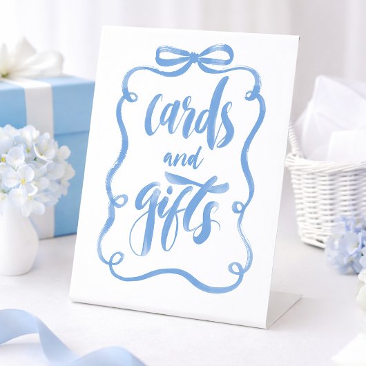Signe De Table Dusty Blue Bow Cards and Gifts Bridal Shower