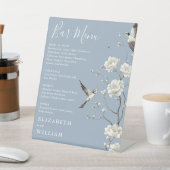 Signe De Table Dusty Blue Chinoiserie Floral Bar Menu Mariage (In SItu)