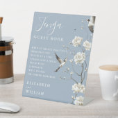 Signe De Table Dusty Blue Chinoiserie Jenga Guest Book Mariage (In SItu)