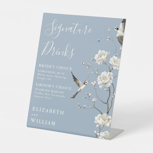 Signe De Table Dusty Blue Chinoiserie Signature Boissons Mariage (Recto)
