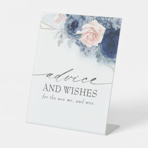 Signe De Table Dusty Blue Floral Conseils et souhaits Mariage