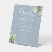 Signe De Table Dusty Blue Floral Greenery Menu Mariage Boissons (Recto)