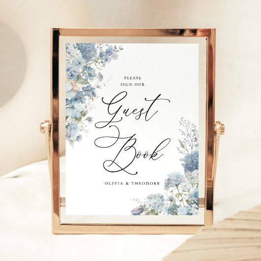 Signe De Table Dusty Blue Floral Guest Book Wedding Table