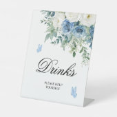 Signe De Table Dusty Blue Flowers Shower Drinks Sign (Recto)