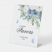 Signe De Table Dusty Blue Flowers Shower Favors Sign (Recto)