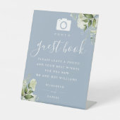 Signe De Table Dusty Blue Greenery Photo Guest Book Mariage (Recto)