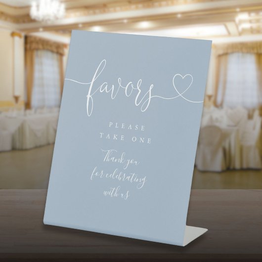 Signe De Table Dusty Blue Heart Script Faveurs