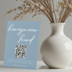 Signe De Table Dusty Blue Mariage Honeymoon Fund Code QR