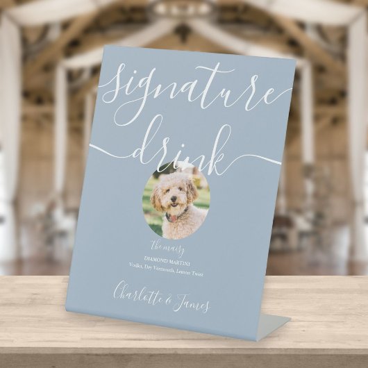 Signe De Table Dusty Blue Mariage Pet Signature Boire