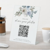 Signe De Table Dusty Blue Mariage Photos QR Code Welcome Script (In SItu)