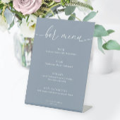 Signe De Table Dusty Blue Modern élégant Wedding Bar Menu