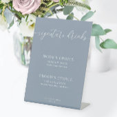 Signe De Table Dusty Blue Moderne Élégant Mariage Signature Boiss