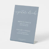 Signe De Table Dusty Blue Moderne Élégant Mariage Signature Boiss (Recto)