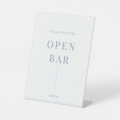 Signe De Table Dusty Blue Moderne Mariage élégant Open Bar (Recto)