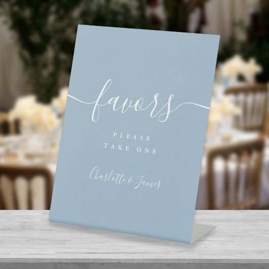 Signe De Table Dusty Blue Moderne Script Mariage Faveurs Table