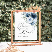 Signe De Table Dusty Blue Navy Floral Guest Book Wedding Table