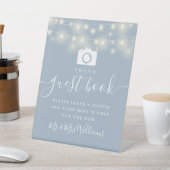 Signe De Table Dusty Blue String Lights Photo Livre d'invité (In SItu)