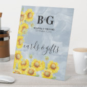 Signe De Table Dusty Blue Sunflowers Cartes de mariage et cadeaux (In SItu)