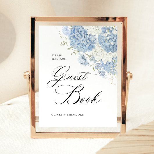 Signe De Table Dusty Blue White Floral Guest Book Wedding Table