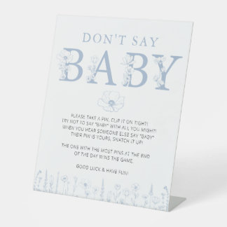 Signe De Table Dusty Blue Wildflower Don’t Say Baby Game Sign