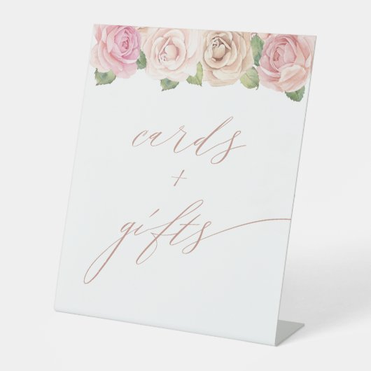 Signe De Table Dusty Rose Aquarelle Floral Cartes Cadeaux Mariage (Recto)