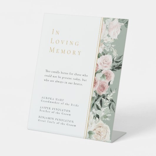 Signe De Table Dusty Rose Floral Gold Sage Green Mariage Memorial (Recto)