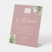 Signe De Table Dusty Rose Greenery Photo Guest Book Mariage (Recto)