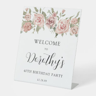 Signe De Table Dusty Rose rose 40e anniversaire de bienvenue Tabl