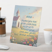 Signe De Table EASTER PRAYER église sur une colline (In SItu)