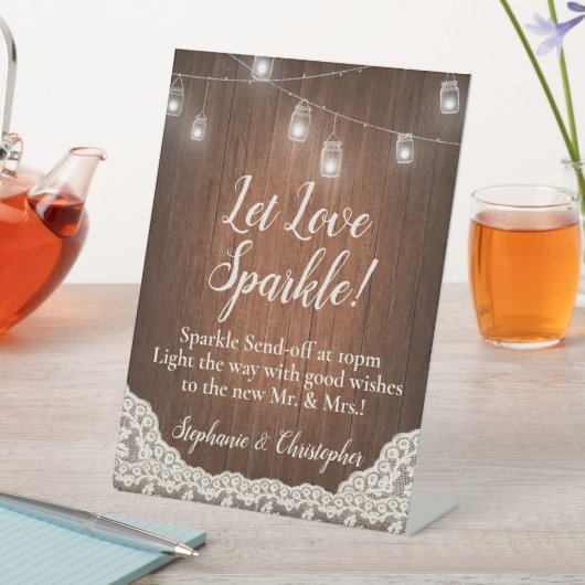 Signe De Table Éclairage de chaîne Sparkler rustique Script Envoi (In SItu)